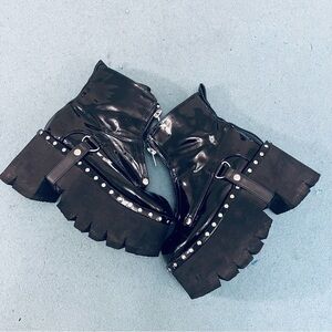 DEMONIA Ashes-100 Size 7 Black Patent Leather Platform Gothic Punk Rock Boots
